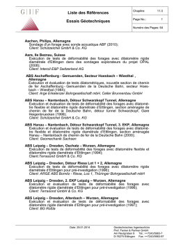 Liste des R&eacute;f&eacute;rences Essais G&eacute;otechniques