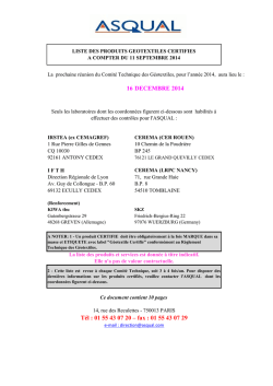 LISTE DES GEOTEXTILES CERTIFIES