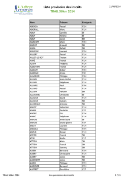 Liste provisoire des inscrits TRAIL 56km 2014