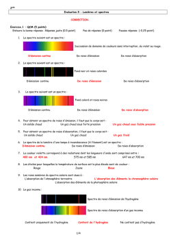 Evaluation.5 : Lumières et spectres CORRECTION