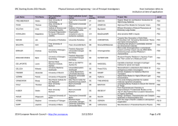 Physical Sciences and Engineering - ERC