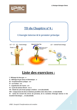L`énergie interne & le premier principe Liste des exercices