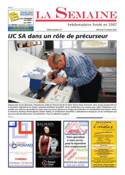 IJC SA dans un r&ocirc;le de pr&eacute;curseur