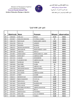 n Matricule Nom Prenom Moyen observation