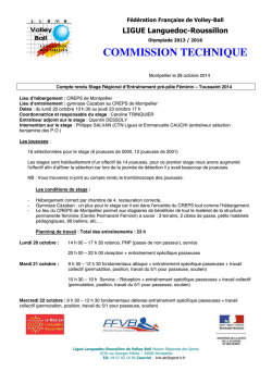 COMPTE RENDU STAGE REGIONAL ENTRAINEMENT PRE