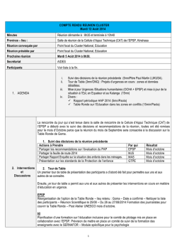 COMPTE RENDU REUNION CLUSTER DU 12 AOUT 2014