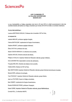 Sciences Po - Liste des candidats admissibles au Collège