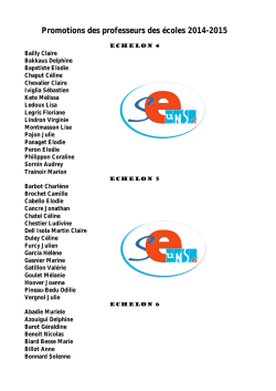 Promotions des professeurs des écoles 2014-2015