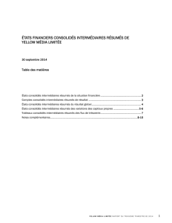 &Eacute;TATS FINANCIERS CONSOLID&Eacute;S INTERM&Eacute;DIAIRES R&Eacute;SUM&Eacute;S