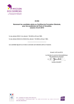 [Tapez un texte] Arrêté Nommant les candidats admis au Certificat