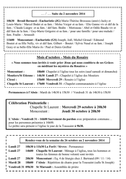 Les annonces de la paroisse