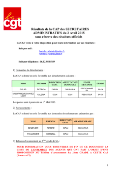 Résultats de la CAP d`avancement dans le corps des