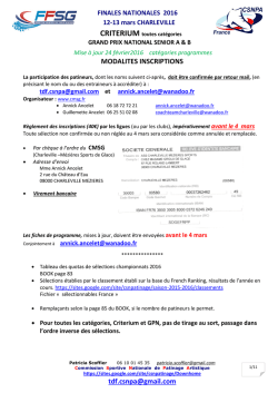 Liste des sélectionnés - Patinage artistique sports de glace