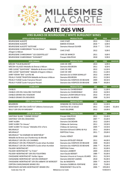 CARTE DES VINS - Millésimes à la Carte