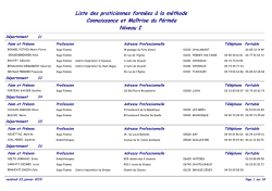 Liste des praticiennes form&eacute;es &agrave; la m&eacute;thode Connaissance et