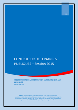 CONTROLEUR DES FINANCES PUBLIQUES – Session 2015