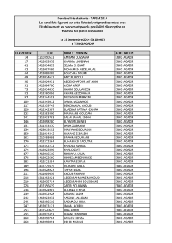 CLASSEMENT CNE NOM ET PRENOM AFFECTATION 14