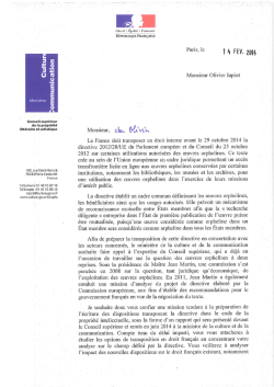 Lettre de mission Transposition directive oeuvres orphelines