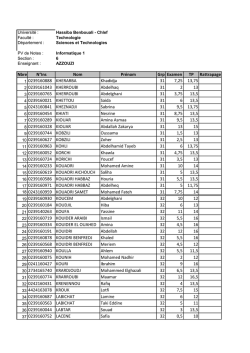 Nbre N&deg;Ins Nom Pr&eacute;nom Grp Examen TP Rattrapage 1 0239160888