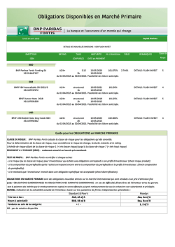 Obligations disponibles en march&eacute; primaire