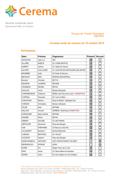 Groupe de Travail Urbanisme GEOPAL Compte