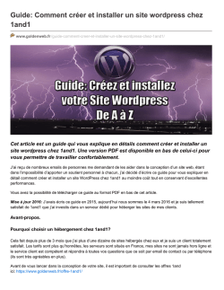 Guide: Comment cr&eacute;er et installer un site wordpress