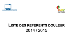 Liste des r&eacute;f&eacute;rents douleur 2014-2015
