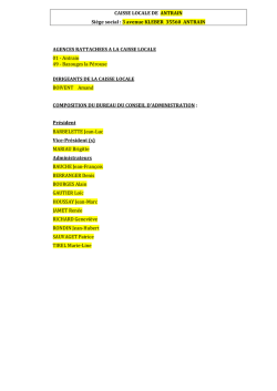 Fiche synth&eacute;tique des Caisses Locales.