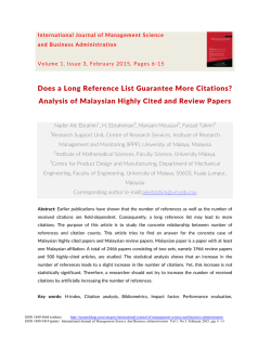 Does a Long Reference List Guarantee More Citations? Analysis of Malaysian Highly Cited and Review Papers