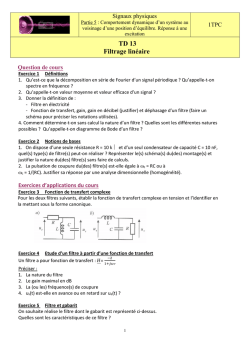 TD13 Filtrage linéaire