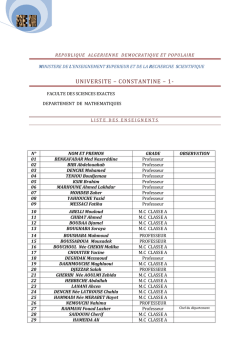 Liste des enseignants par grade Mathtématiques