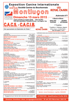 ATTENTION : Qualification Crufts 2016