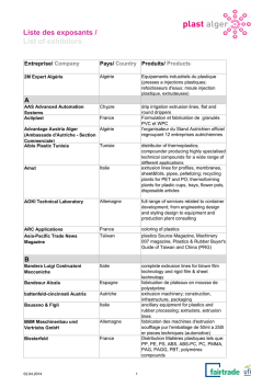 Liste des exposants / List of exhibitors