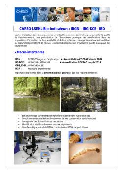 CARSO-LSEHL Bio-indicateurs : IBGN &ndash; IBG-DCE