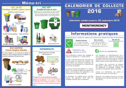 le calendrier de la collecte des encombrants 2016 et