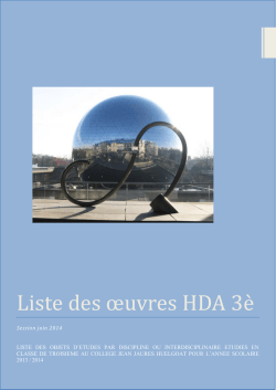 Liste des oeuvres HDA 3 e pour la session de juin 2014