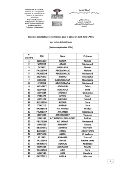 Liste des candidats préselectionnés.