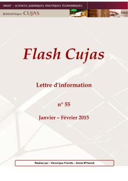 Flash Cujas n° 55 - Bibliothèque interuniversitaire Cujas