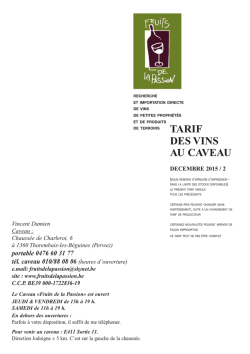 tarif des vins au caveau