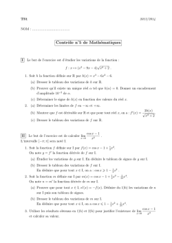 Contr&ocirc;le n˚5 de Math&eacute;matiques