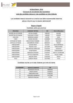 Liste des candidats retenus pour le poste de
