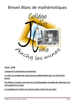 Brevet Blanc de math&eacute;matiques