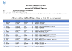 Liste des candidats retenus pour le test de recrutement