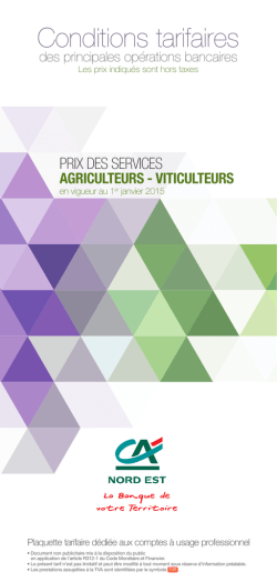 Tarifs 2015 - Cr&eacute;dit Agricole du Nord Est