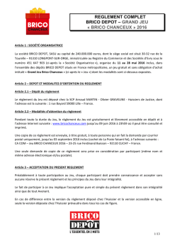 Règlement du jeu - Brico Chanceux