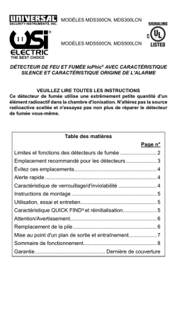 Table des matières Page n° Limites et fonctions des détecteurs de