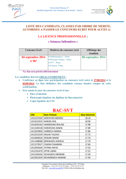 BAC-SVT - Univérsité Hassan 1er