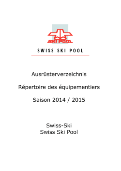 Ausrüsterverzeichnis 2014/15 - Swiss-Ski