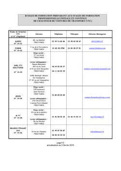 Liste des &eacute;coles de formation pr&eacute;parant aux stages de formation