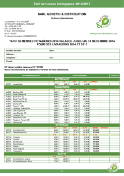Tarif semences biologiques 2014/2015